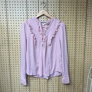 Boden Pink Blush Ruffle Front Top